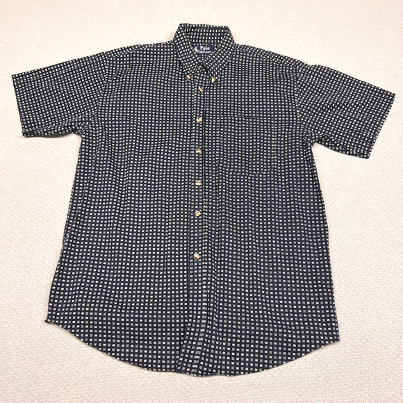 Vtg Polo Ralph Lauren Shirt Mens L Blue Geometric Short Sleeve Preppy Classic - Picture 2 of 6